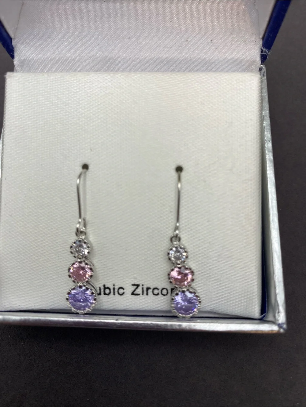 Pink & Lavender Cubic Zirconia Drop Earrings
